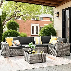 Ljustra 6 Pieces Patio Furniture Set Outdoor Sectional Sofa Couch