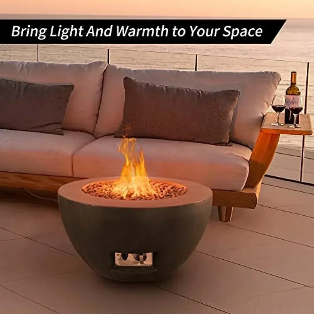25 Inch Propane Fire Table 50000 BTU Concrete Fire Pit for Outdoor Use