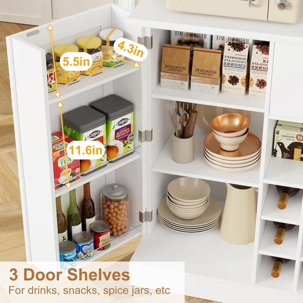 Buffet Cabinet with Hutch Modern Kitchen Sideboard Storage Coffee Bar