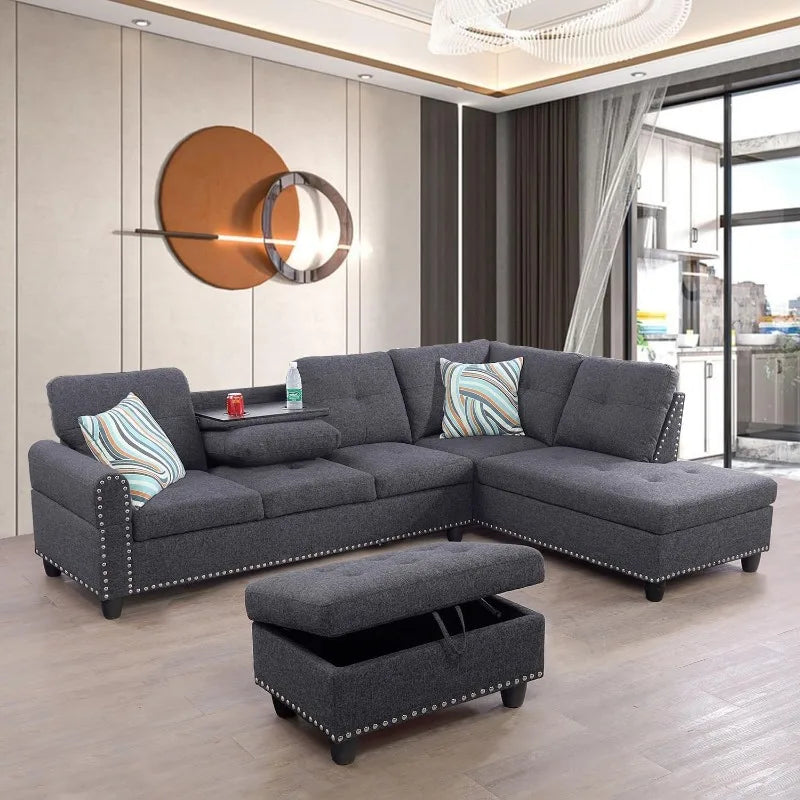 Ljustra Modular Sectional Sofa Set with Storage Ottoman and Pillows