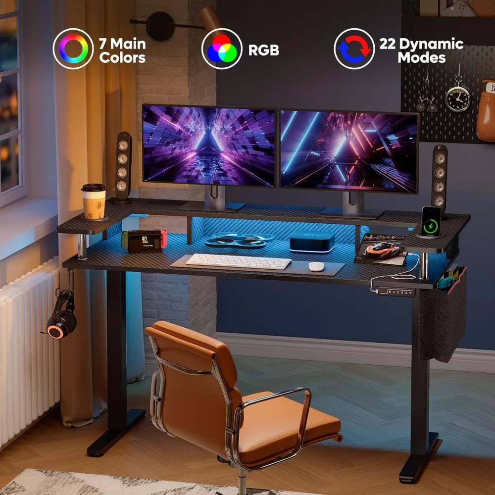 LED Electric Standing Desk Adjustable Height Ergonomic Home Office