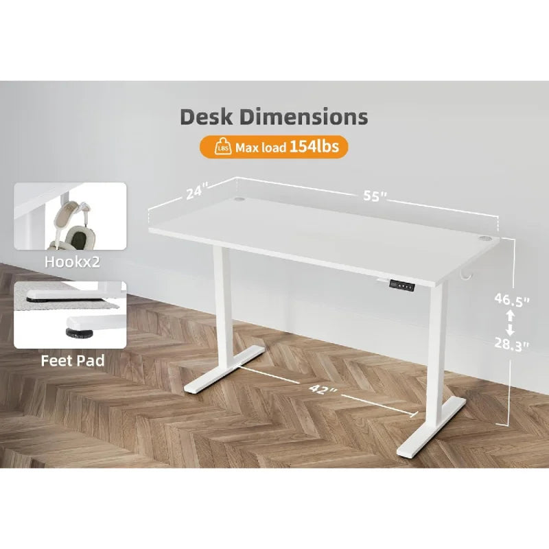 Ljustra Electric Standing Desk Adjustable Height 55x24 Inch for Office