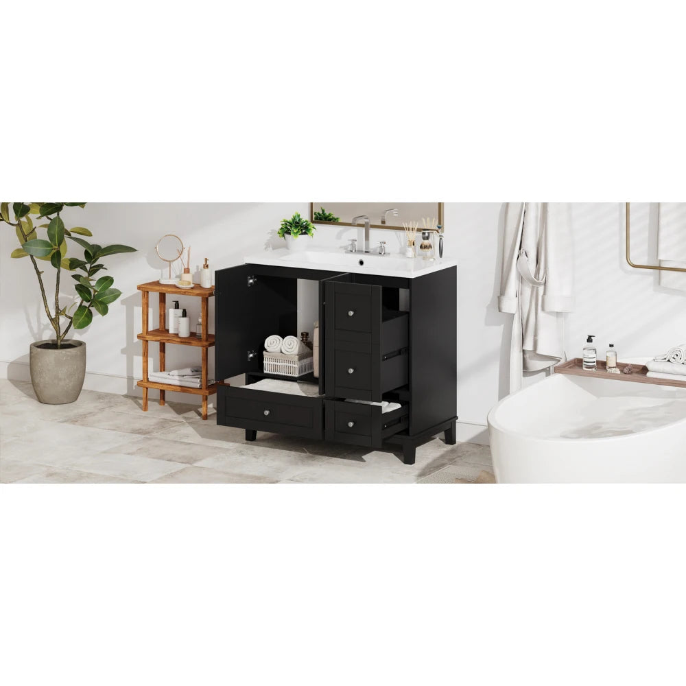 36 Inch Modern Bathroom Vanity with USB Charging and Ample Storage