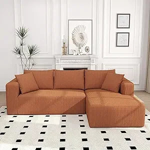 Ljustra Sectional Couch 5 Seat Sofa Corduroy Fabric L-Shaped Living Room