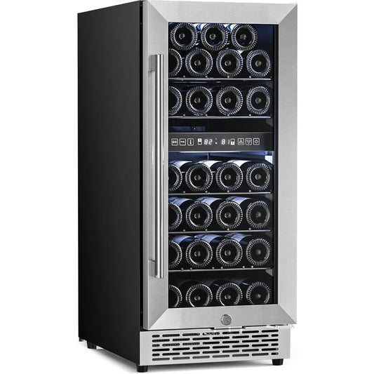 15 Inch Wine Cooler Refrigerator 27 Bottles Dual Zone Freestanding Cooler