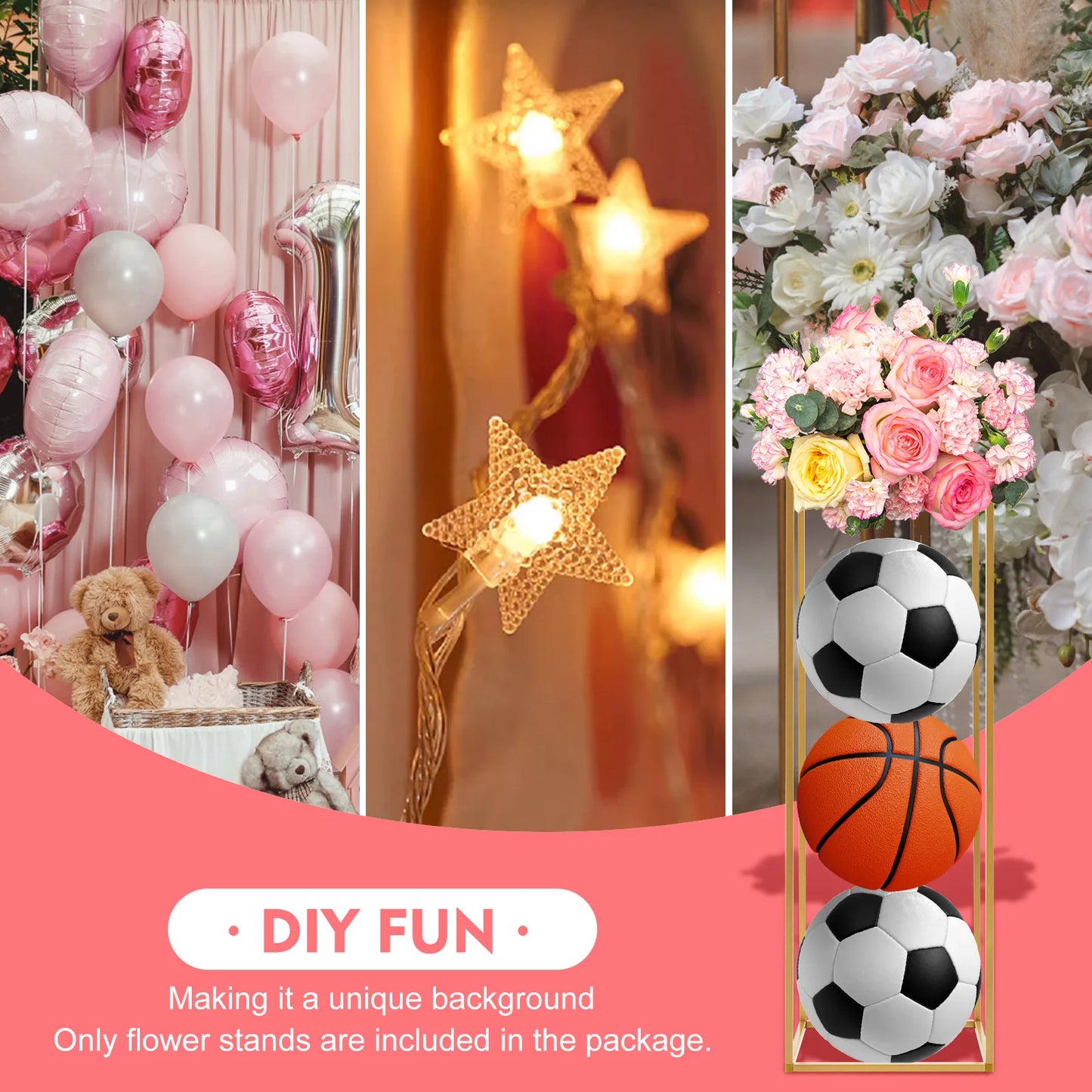 10Pcs Golden Metal Flower Vases Column Stand Wedding Decor