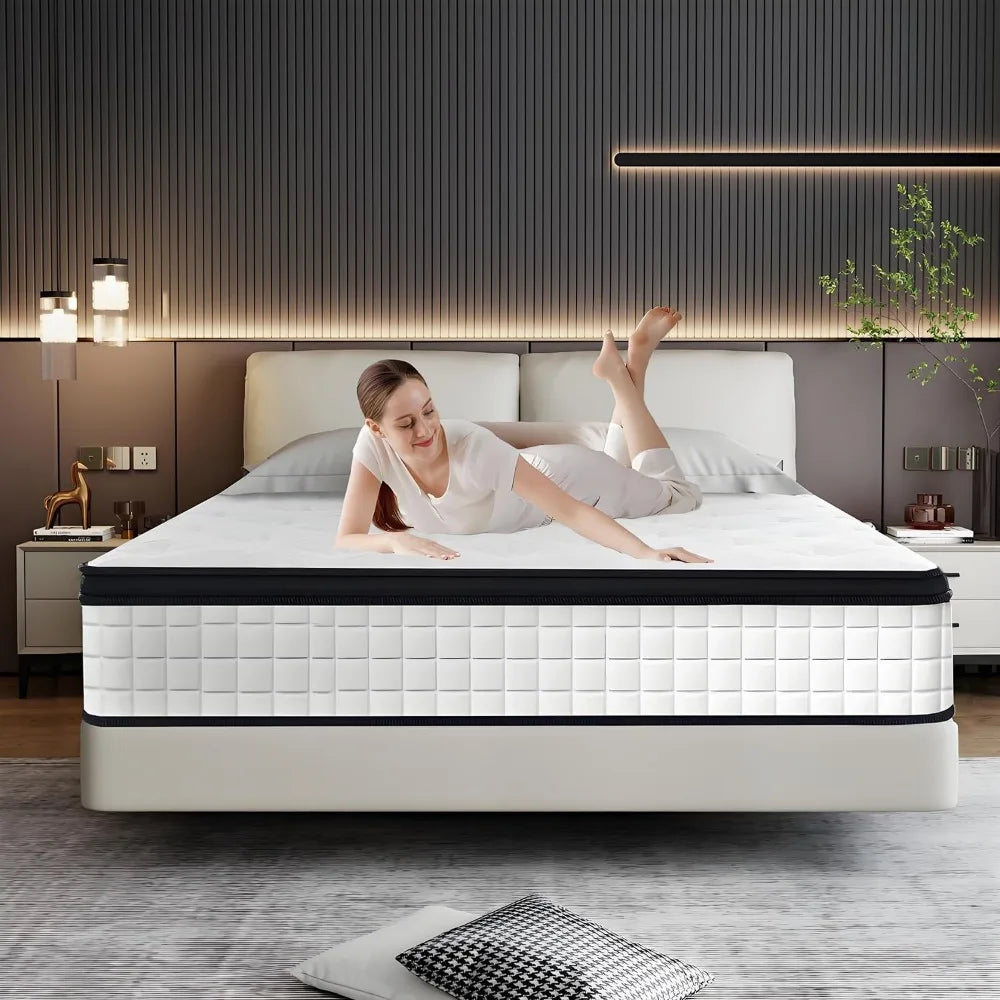 Ljustra 12 Inch Twin Size Hybrid Mattress Cooling Memory Foam Springs