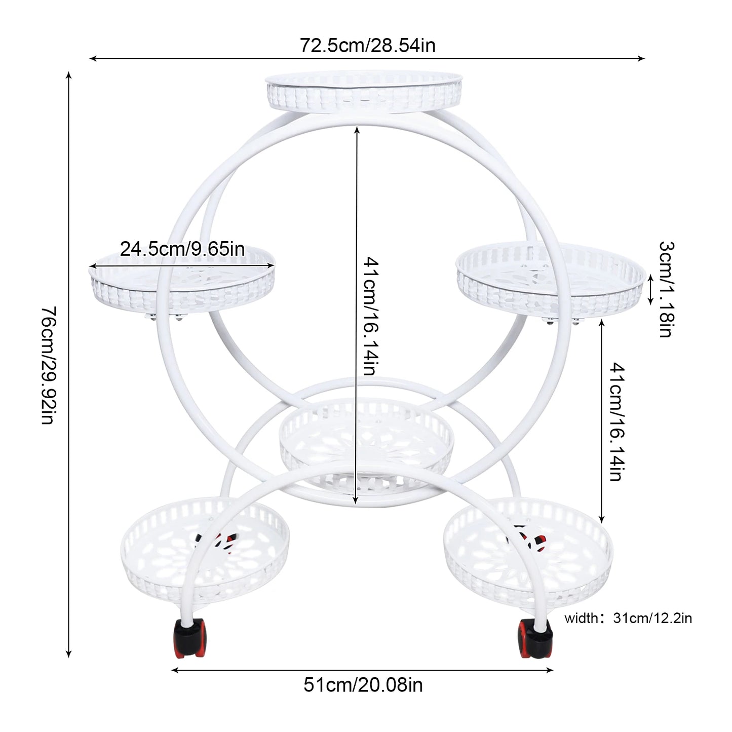 Tiered Plant Stand Indoor Outdoor Metal Shelves Flower Pot Rack 6 Pots