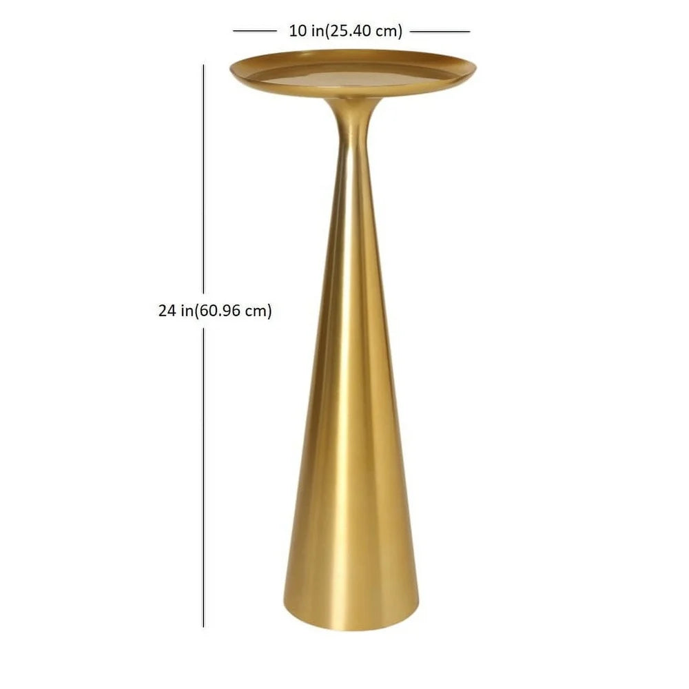 Elegant Round Metal Drink Table Modern Indoor End Table Fully Assembled