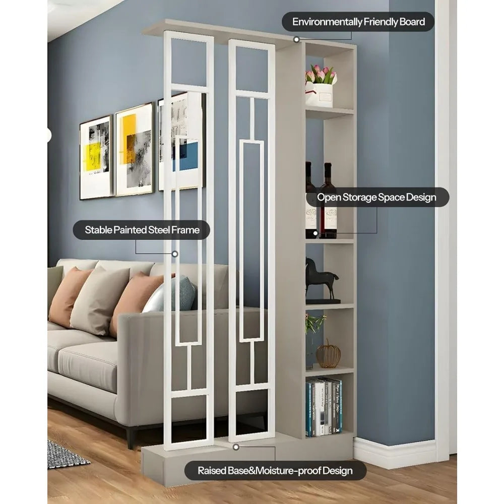 Wall Room Divider Bookshelf Modern Wood Bookcase Stylish Storage Cabinet