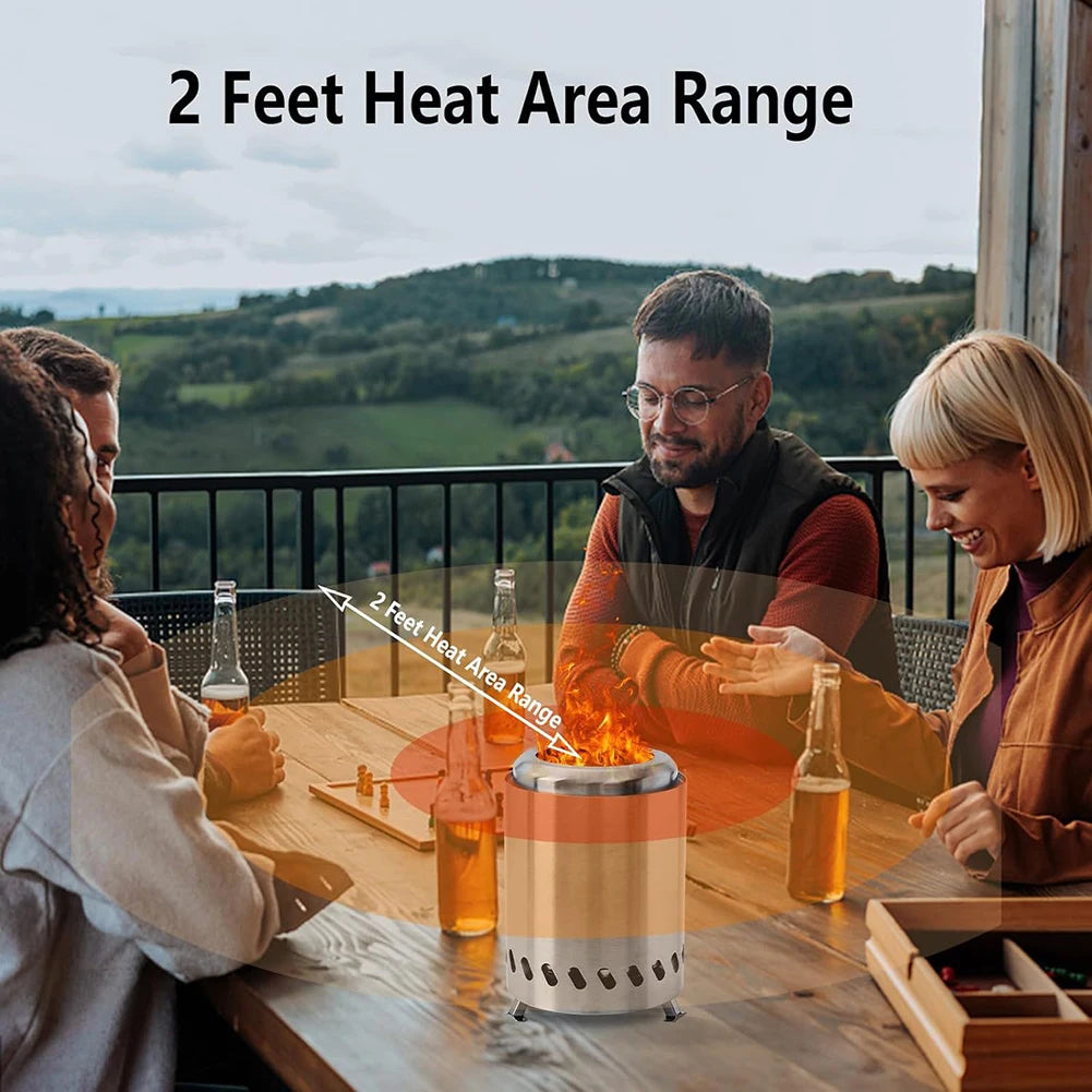 Smokeless Tabletop Fire Pit Stainless Steel Indoor Outdoor Portable Bonfire