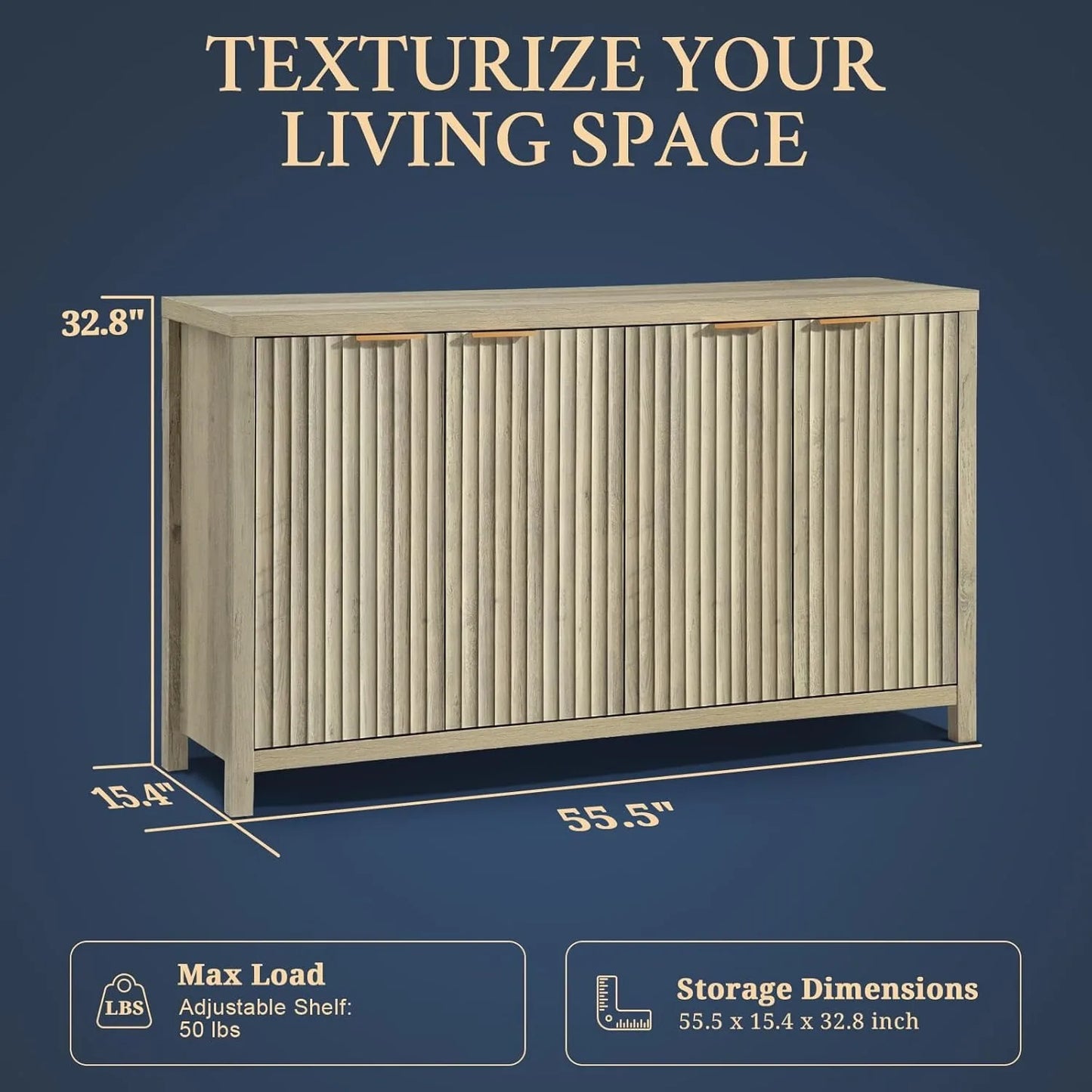 Large Buffet Cabinet with Adjustable Shelves Multifunctional Console