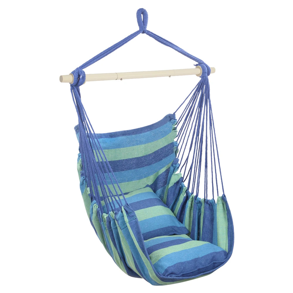 Distinctive Cotton Canvas Hanging Rope Chair with Pillows for Relaxation