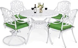 5-Piece Outdoor Patio Dining Set Swivel Chairs Cast Aluminum Furniture