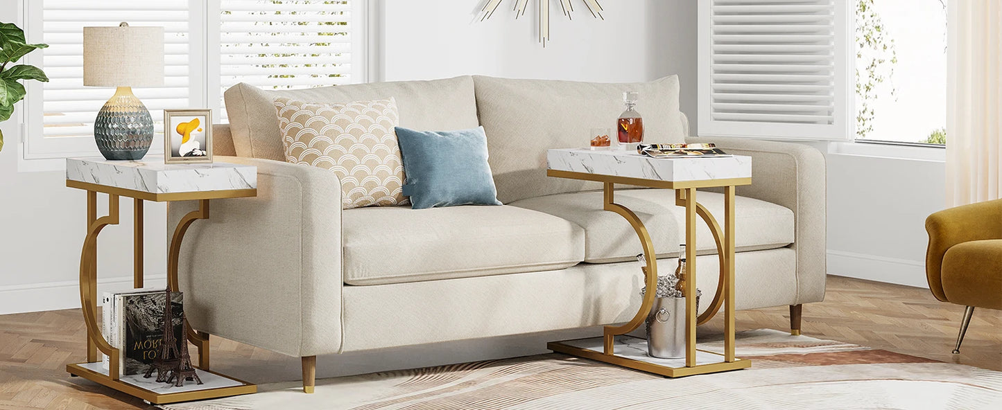 Ljustra C Shaped End Table Modern Side Table for Living Room Bedside