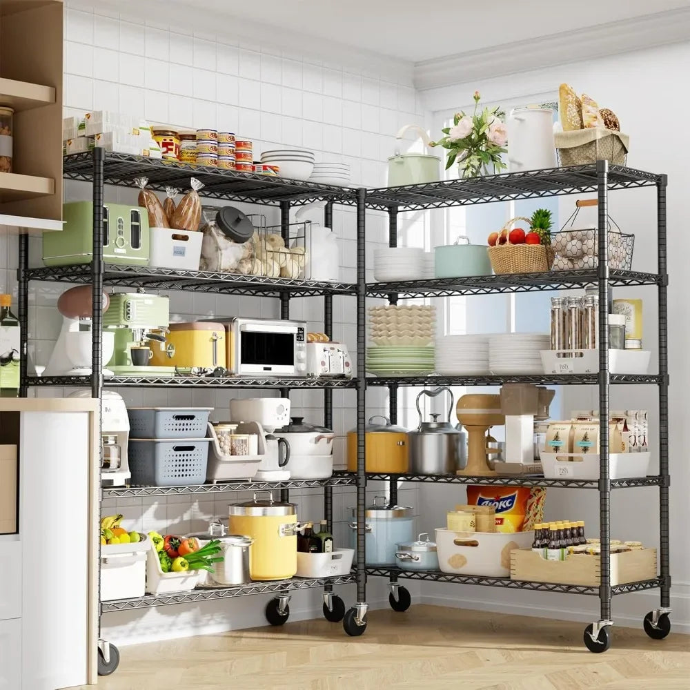 Heavy Duty Storage Shelves with Wheels 2000LBS Capacity 5-Tier 72 Inch