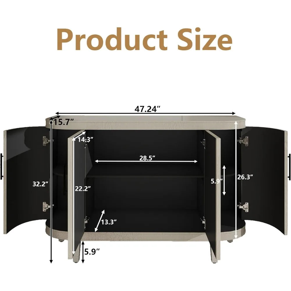 Modern Sideboard Buffet Cabinet with 4 Doors for Living Room Kitchen