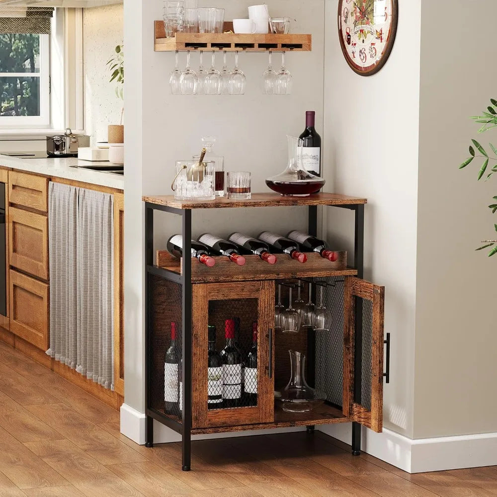 Wine Bar Rack Cabinet Detachable Wine Rack Coffee Bar Sideboard