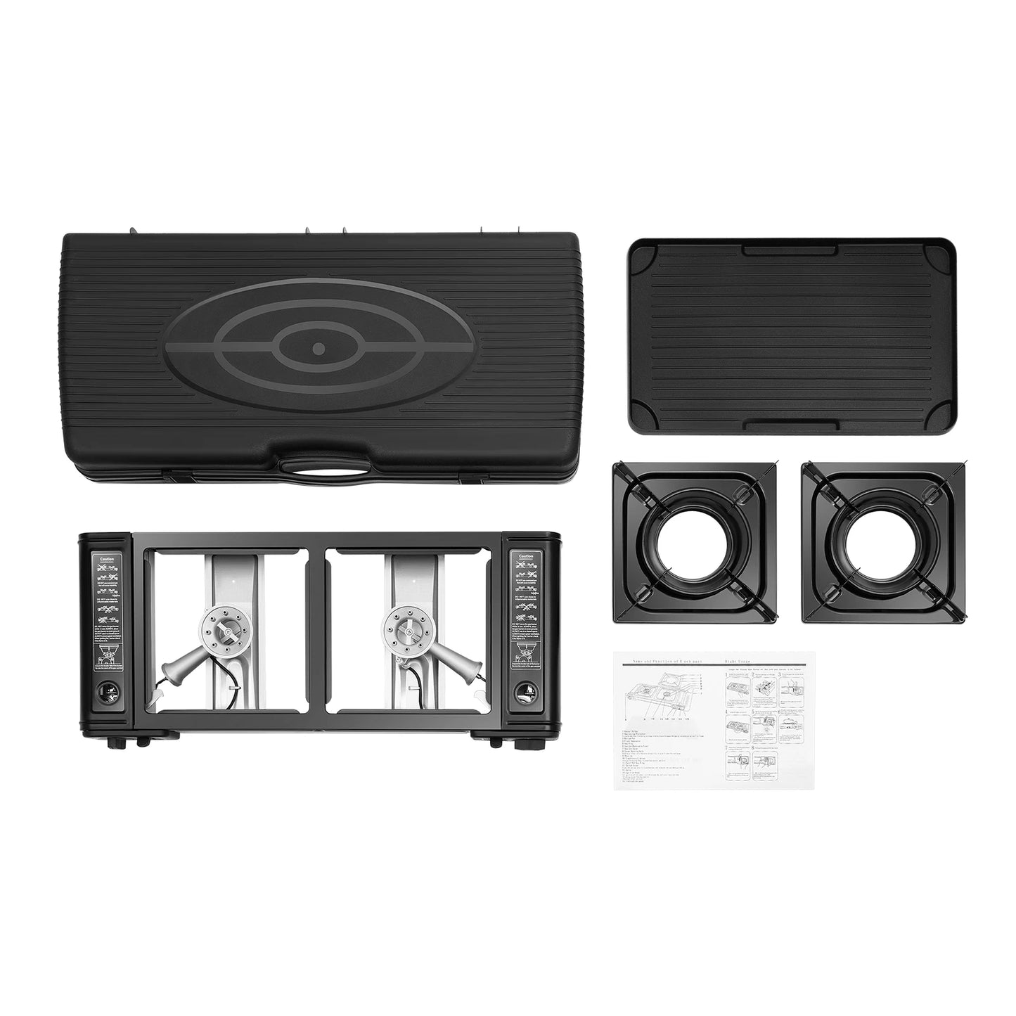 Ljustra 2in1 Portable Camping Stove Butane Burner Kit with Baking Pan