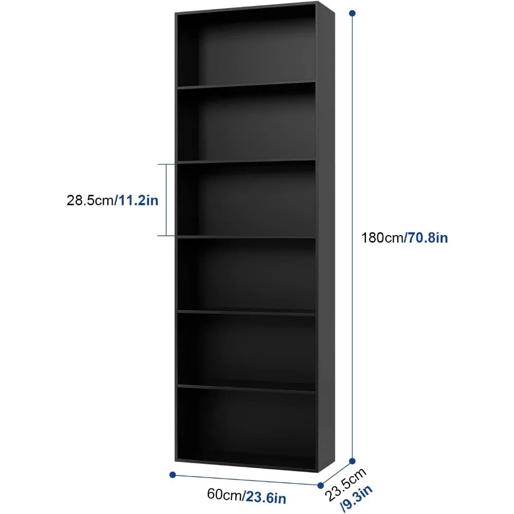 6-Tier Open Bookcase Freestanding Display Storage Shelves for Home Office