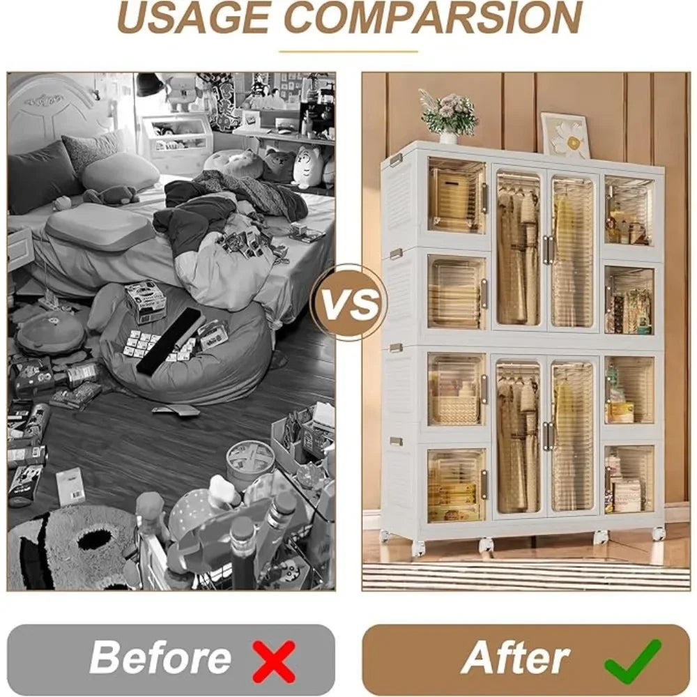 Portable Wardrobe Closet Organizer Collapsible Storage for Clothes