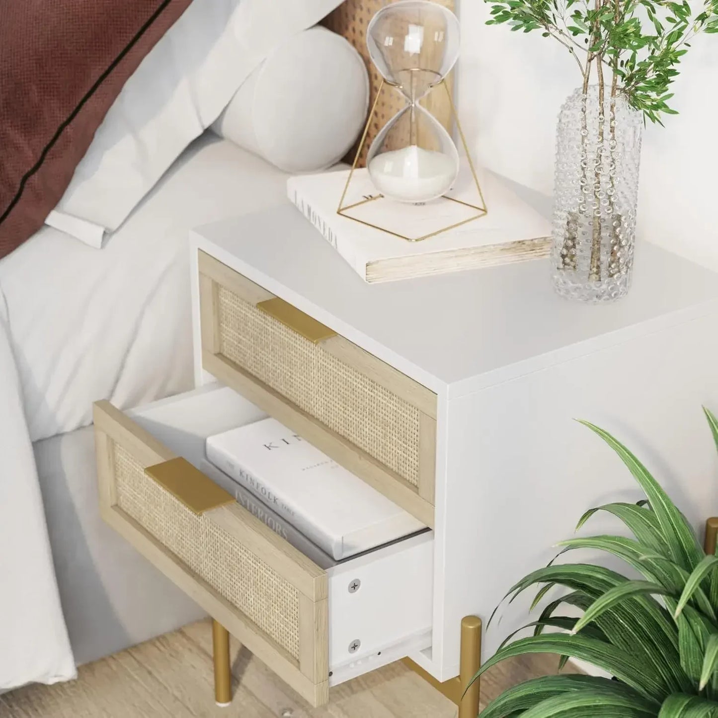 Andrew Nightstand Accent Bedside Table with Storage Mid-Century Modern