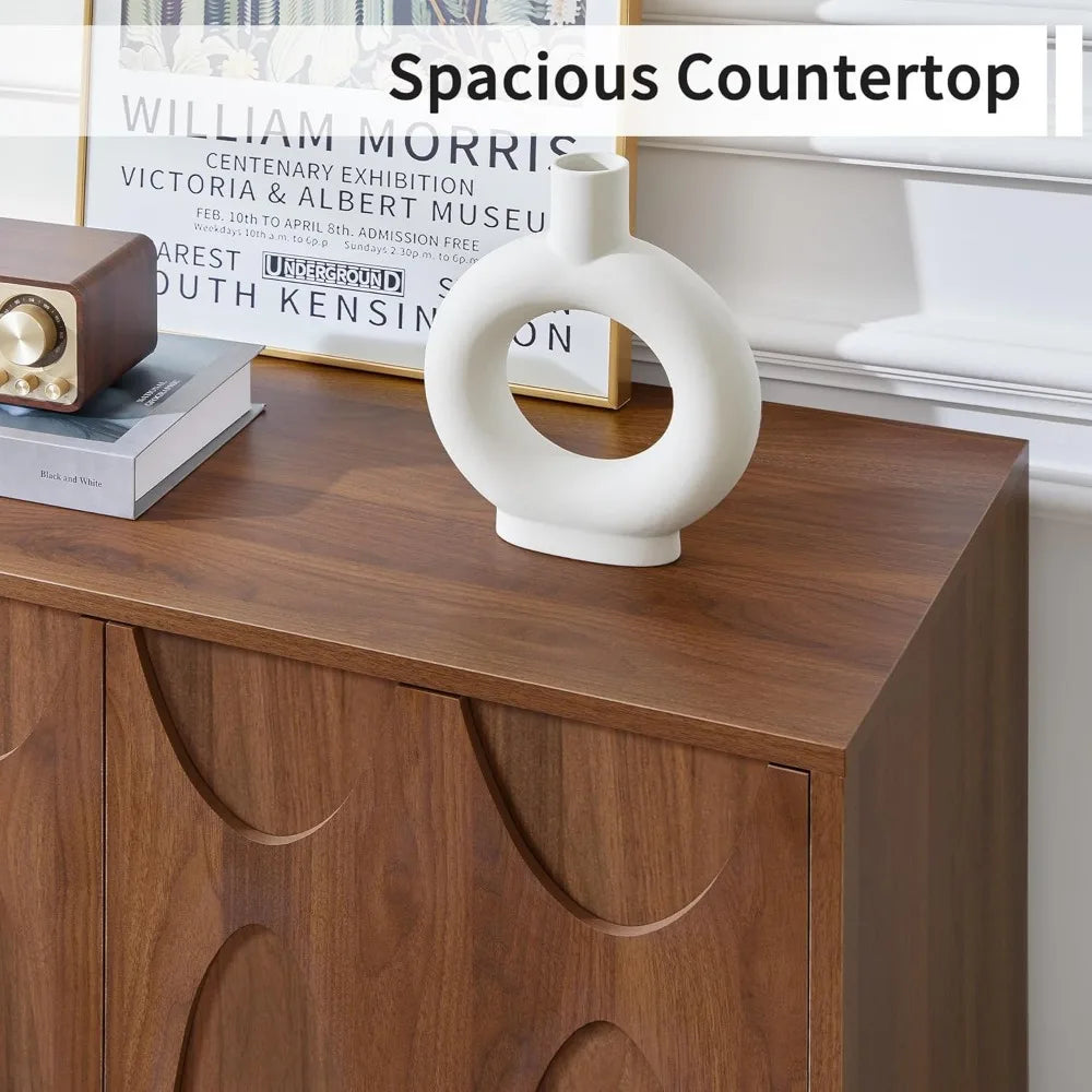 Mid Century Modern Sideboard Buffet Cabinet Storage Set of 2 63 Inch