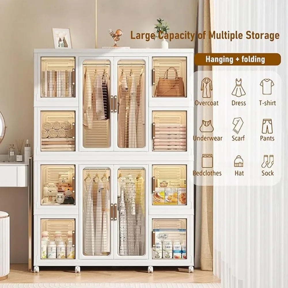 Portable Wardrobe Closet Organizer Collapsible Storage for Clothes