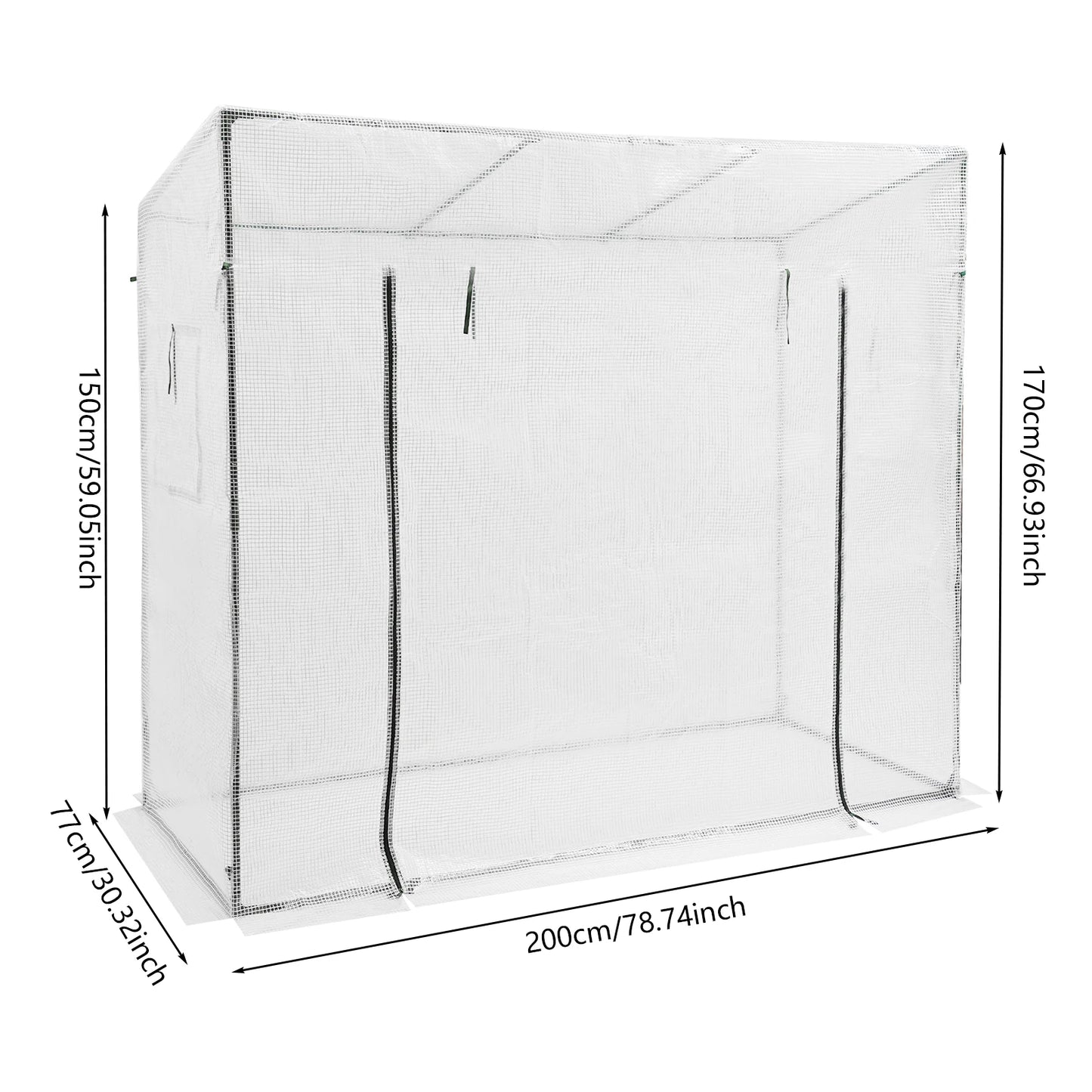 Green House Kit Outdoor Greenhouse Plant Storage PE Cover 200x77x170cm