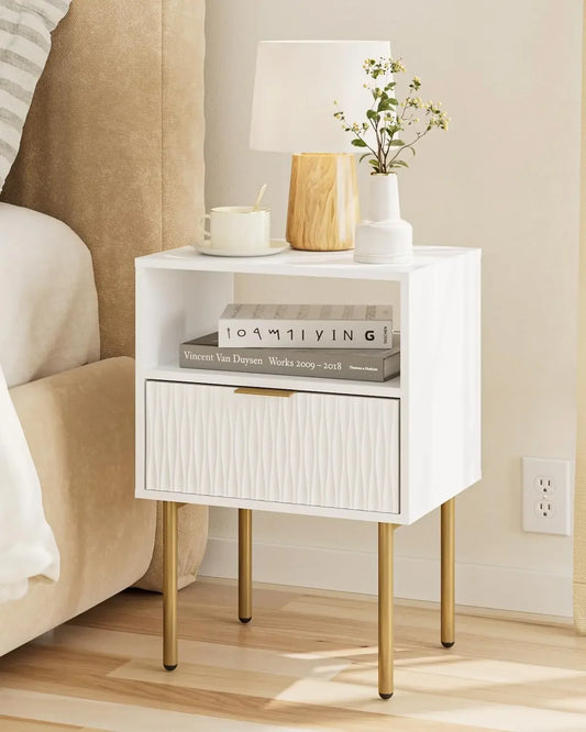 Modern Bedside Table with Storage Drawer Small Nightstand End Table