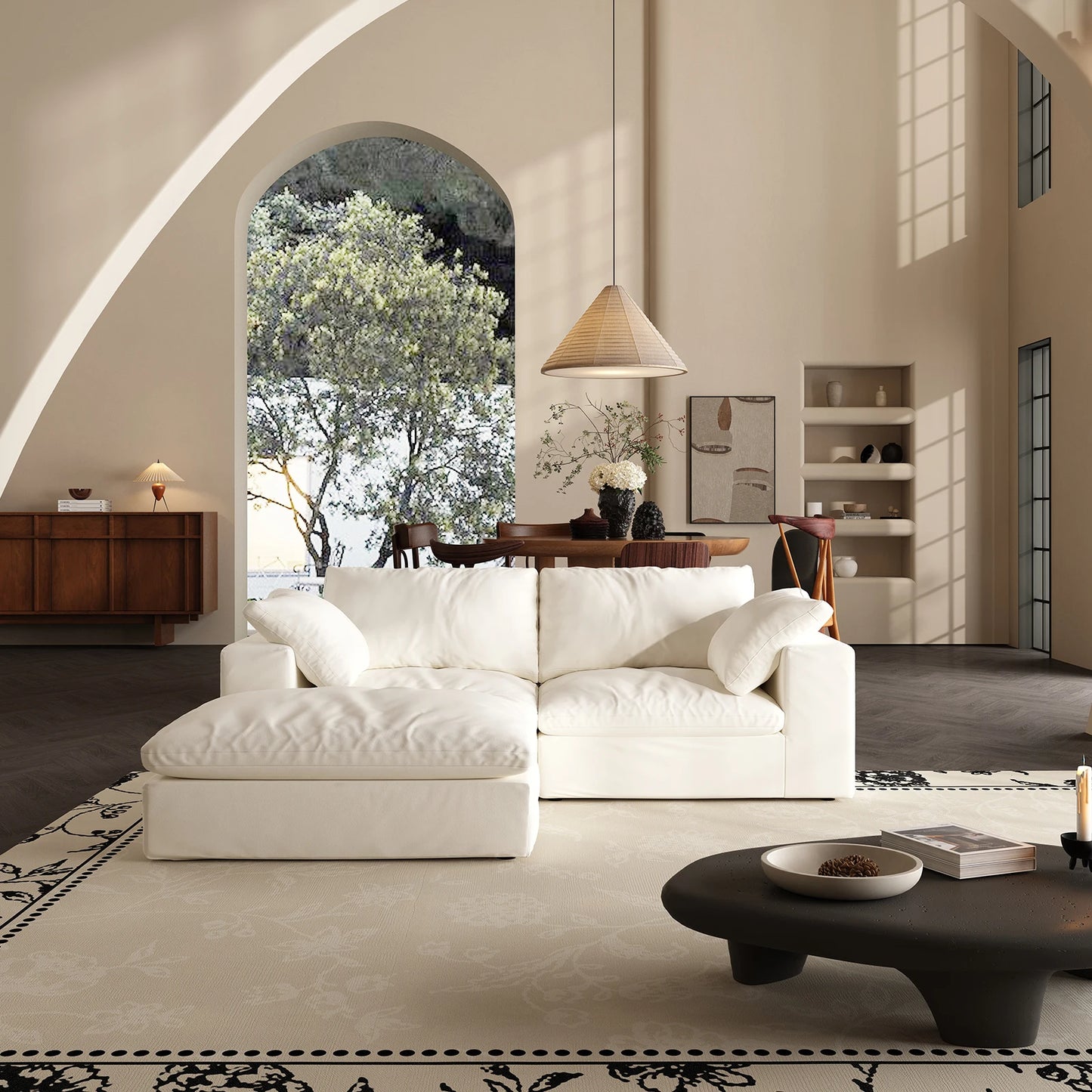 U-Shaped Cloud Couch Down-Filled Modern Modular Sectional Sofa Living Room