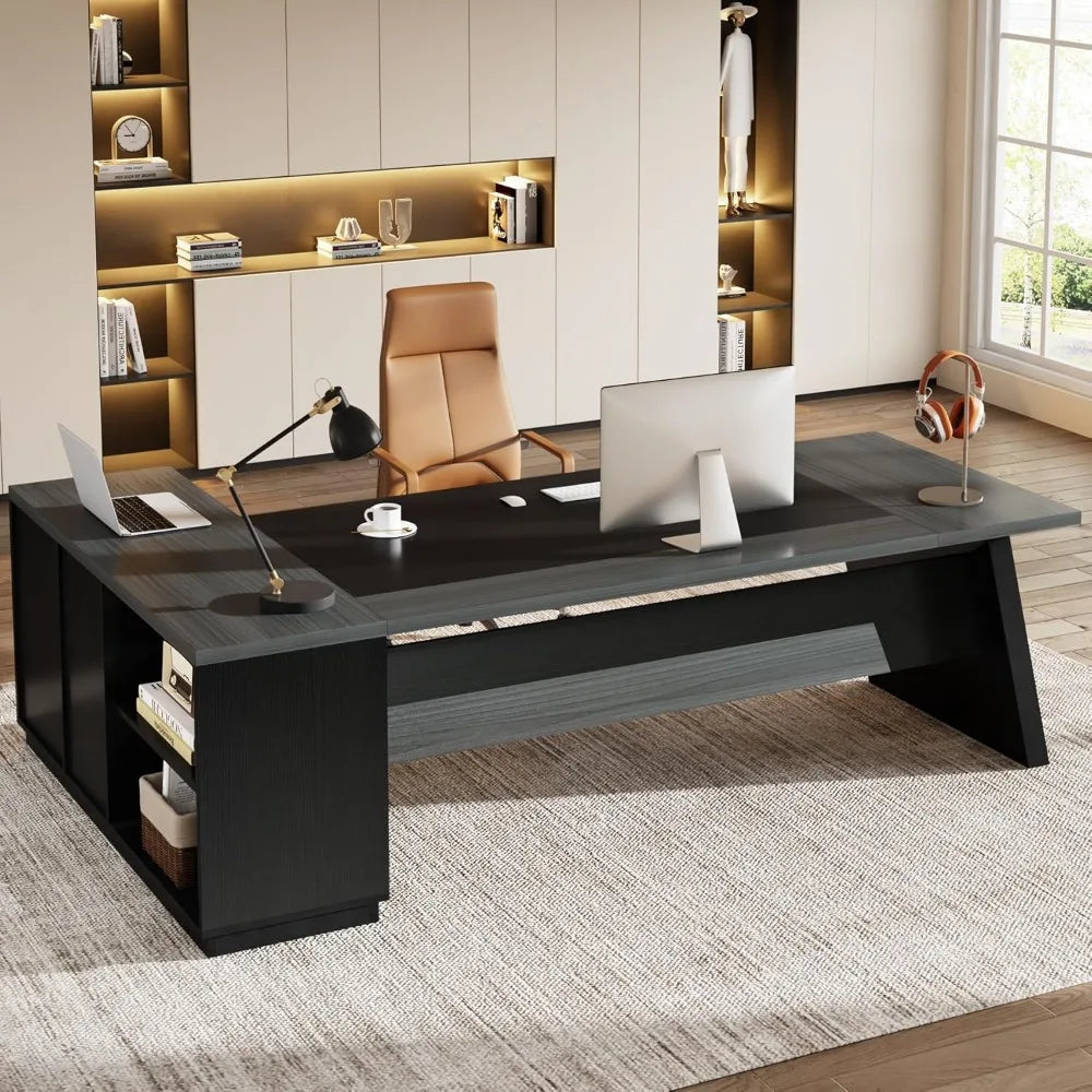 Large L-Shaped Executive Desk with Storage Modern Office Furniture