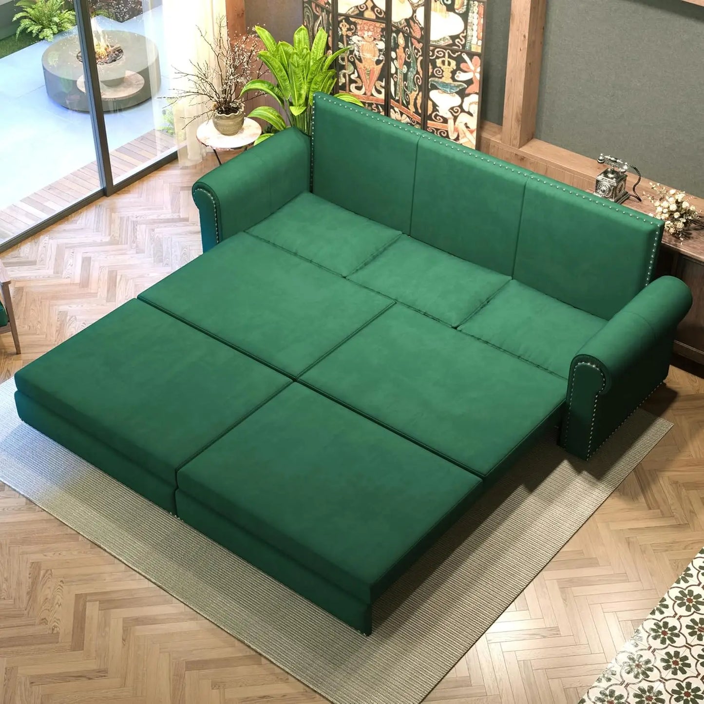 Ljustra 93 Inch King Pull Out Sofa Bed 3 in 1 Sleeper Couch