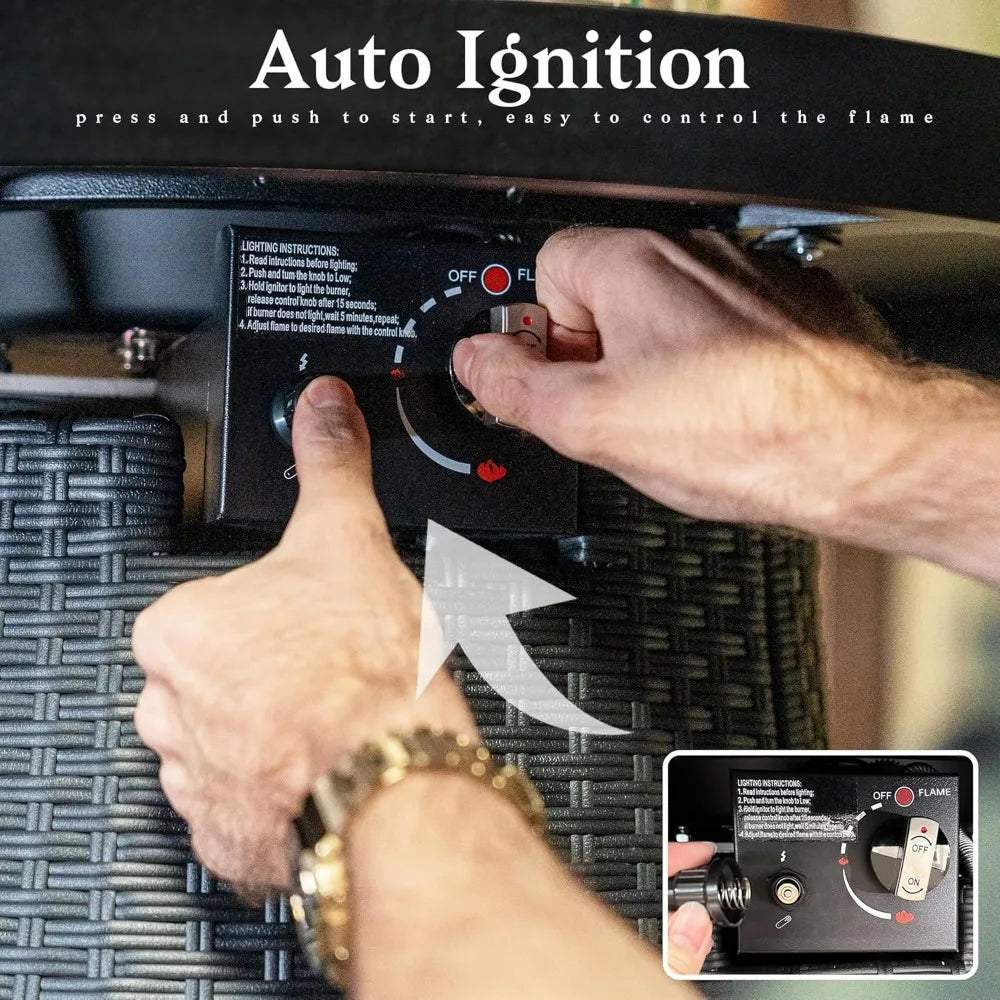 37 Inch Propane Fire Pit Table High Heat Round Gas Firepit Outdoor