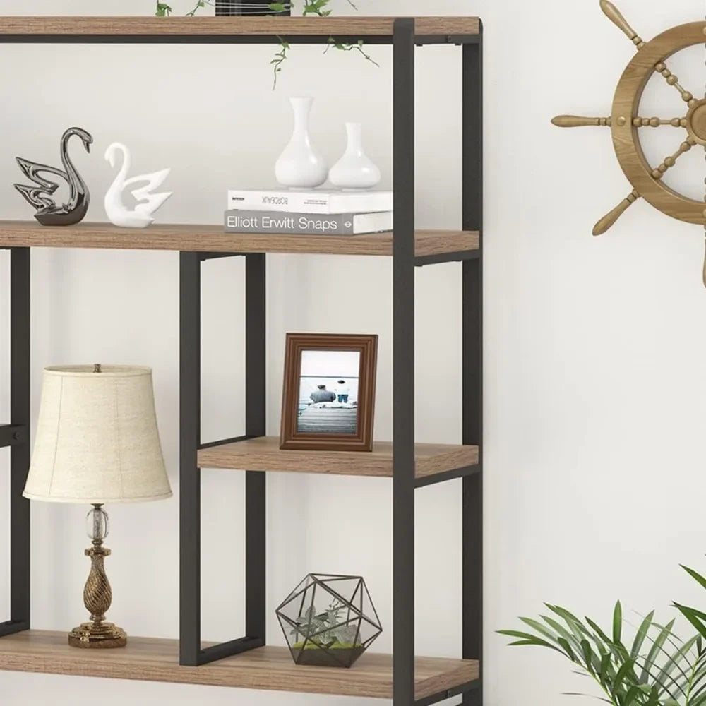 Tall Industrial Etagere Bookcase Modern Open 6 Tier Bookshelf Organizer