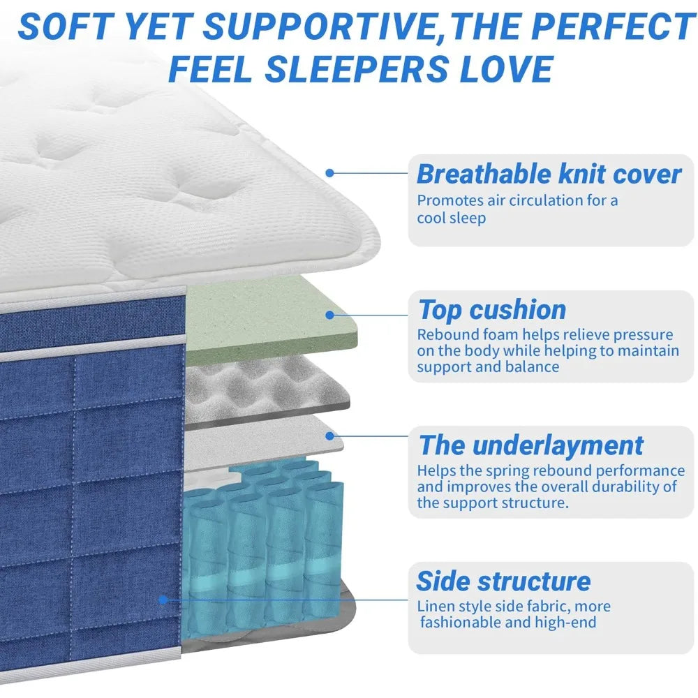 Ljustra 12 Inch Twin Memory Foam Hybrid Mattress with Pocket Coils