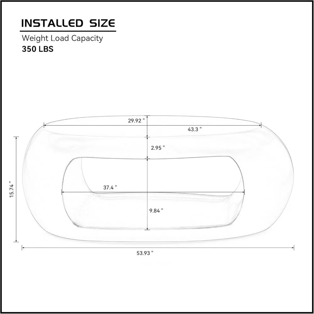 Ljustra Lumisol 53.93” Oval Coffee Table Modern Fiberglass Storage Shelf