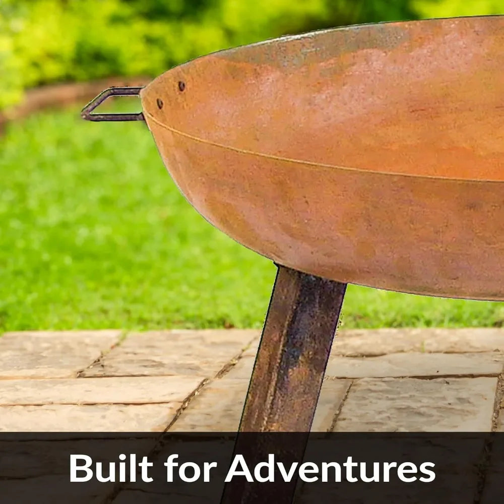 30Inch Heavy Duty Cast Iron Fire Pit Wood Burning Outdoor Bowl