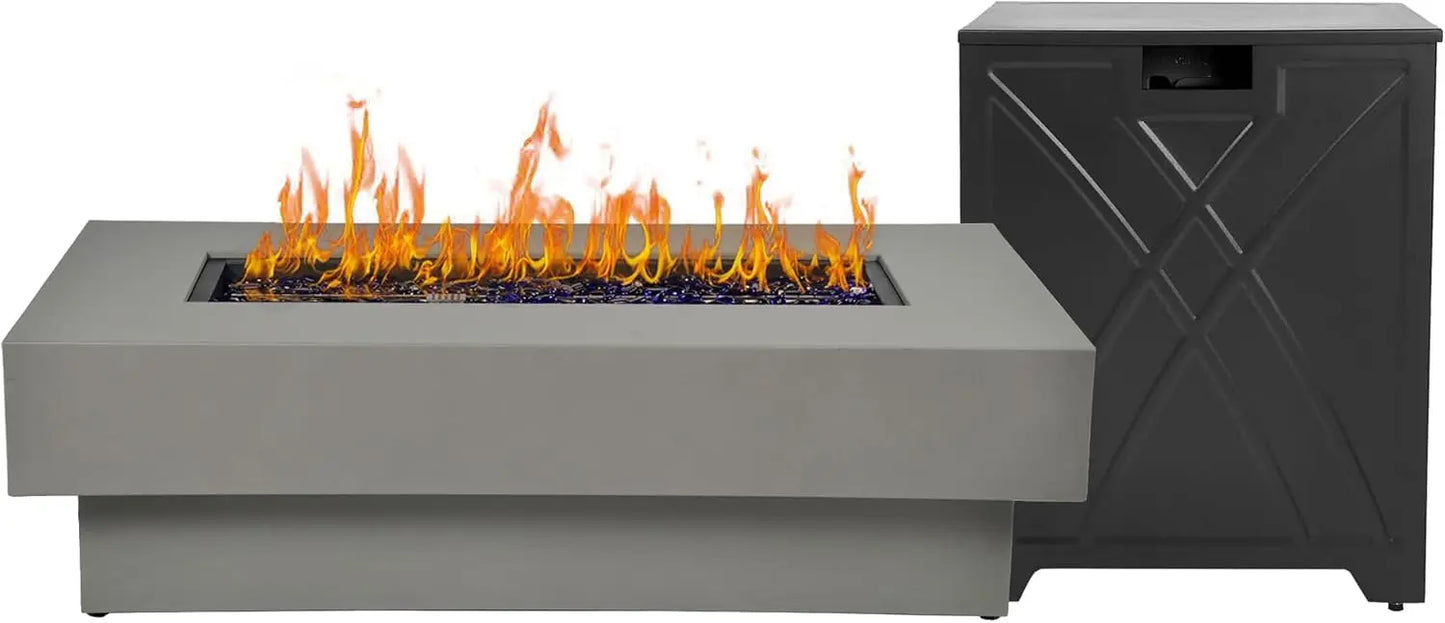 48 Inch Outdoor Fire Table Propane Fire Pit Modern Patio Heat Source
