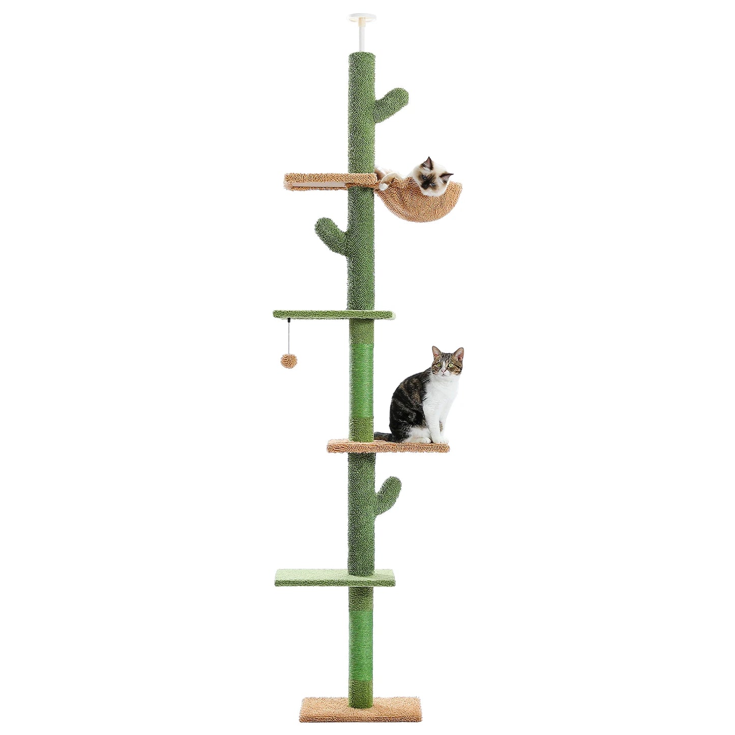 Ljustra 5-Tier Floor to Ceiling Cat Tree Cactus Scratching Post Hammock