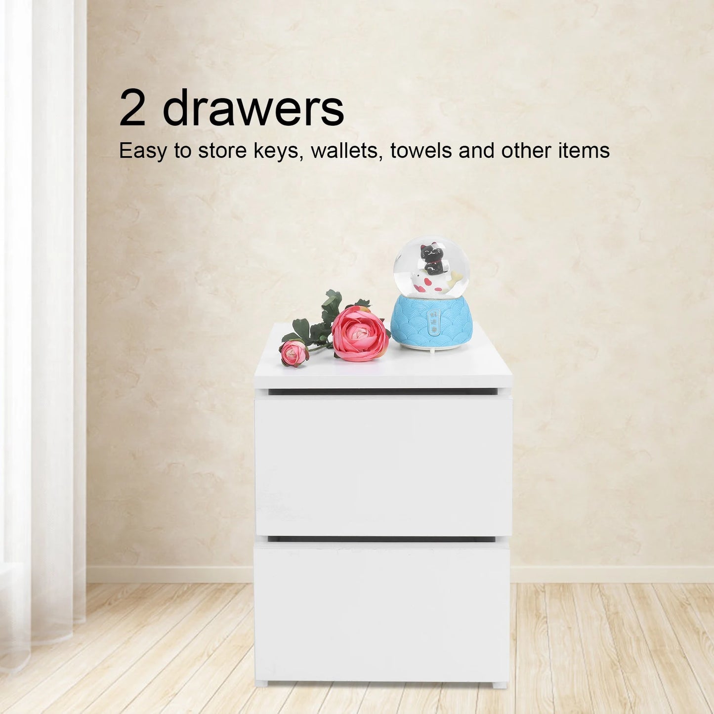 Modern Nightstand with 2 Drawers Minimalist Bedside Table for Bedroom