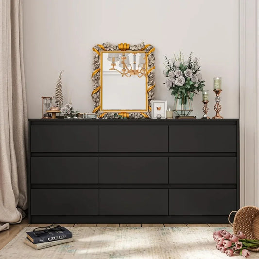 Ljustra Dresser Bedroom 9 Deep Drawers Modern Chest Freestanding Storage