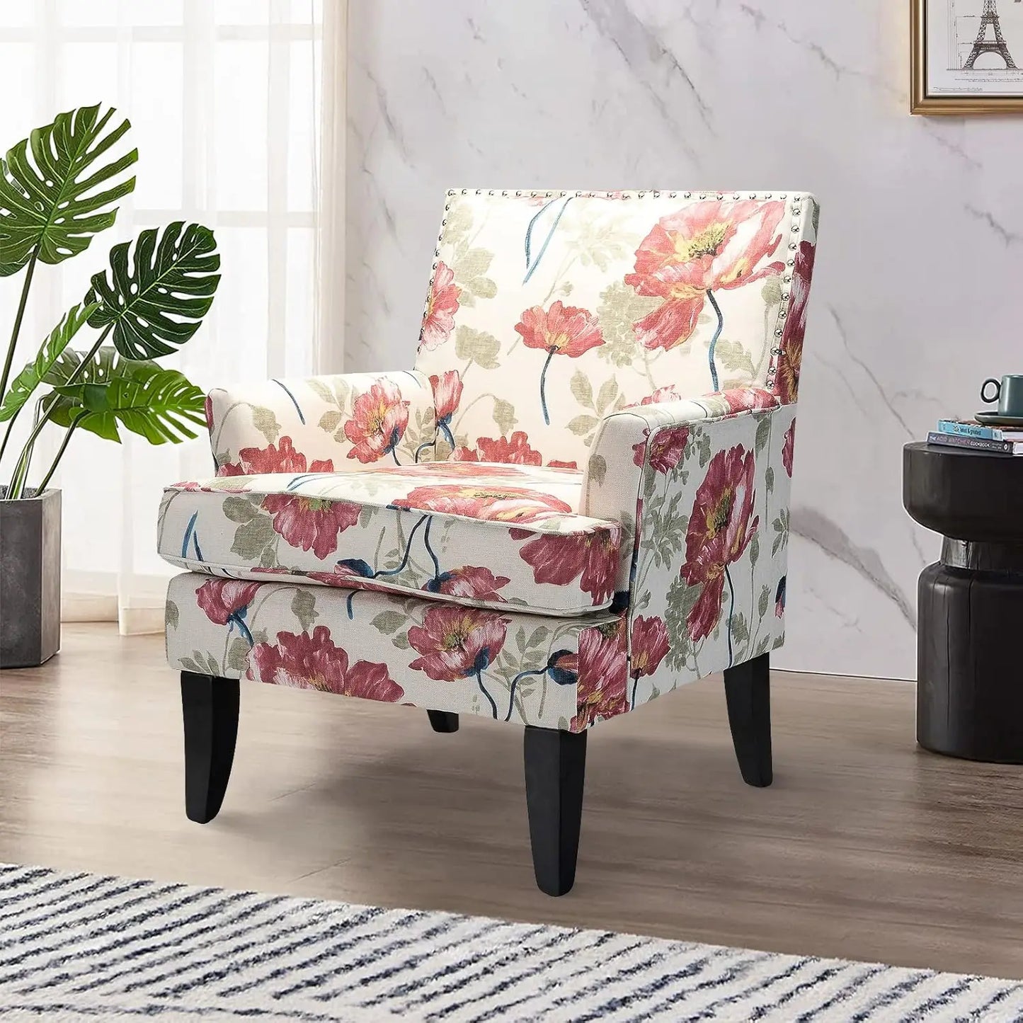 Modern Accent Chair High Back Padded Armrest Living Room Furniture