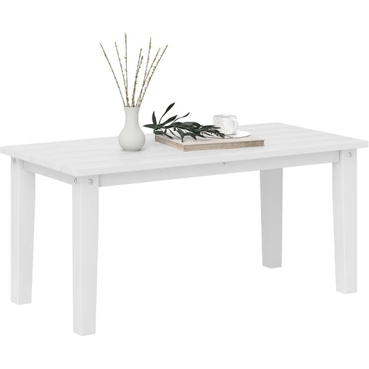 Outdoor Coffee Table HDPE All-Weather Rectangular Patio Furniture