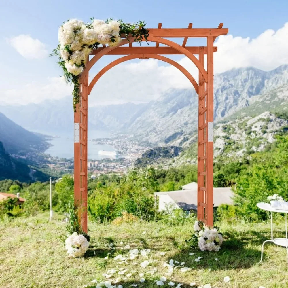 Wood Arbor Arch Garden Trellis Pergola for Climbing Plants Weddings