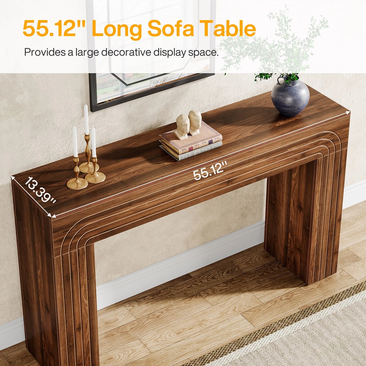 Ljustra 63 Inch Farmhouse Console Table Wooden Sofa Table Entryway Hallway
