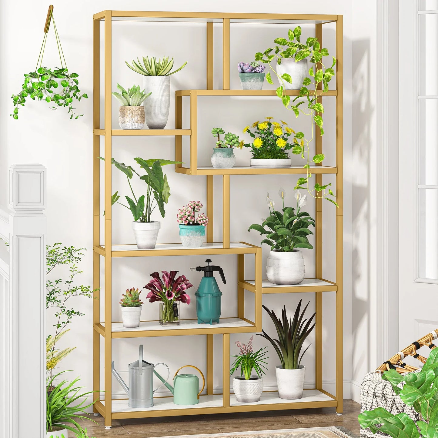 Tribesigns Gold 8-Shelf Etagere Bookcase Modern Display Shelf