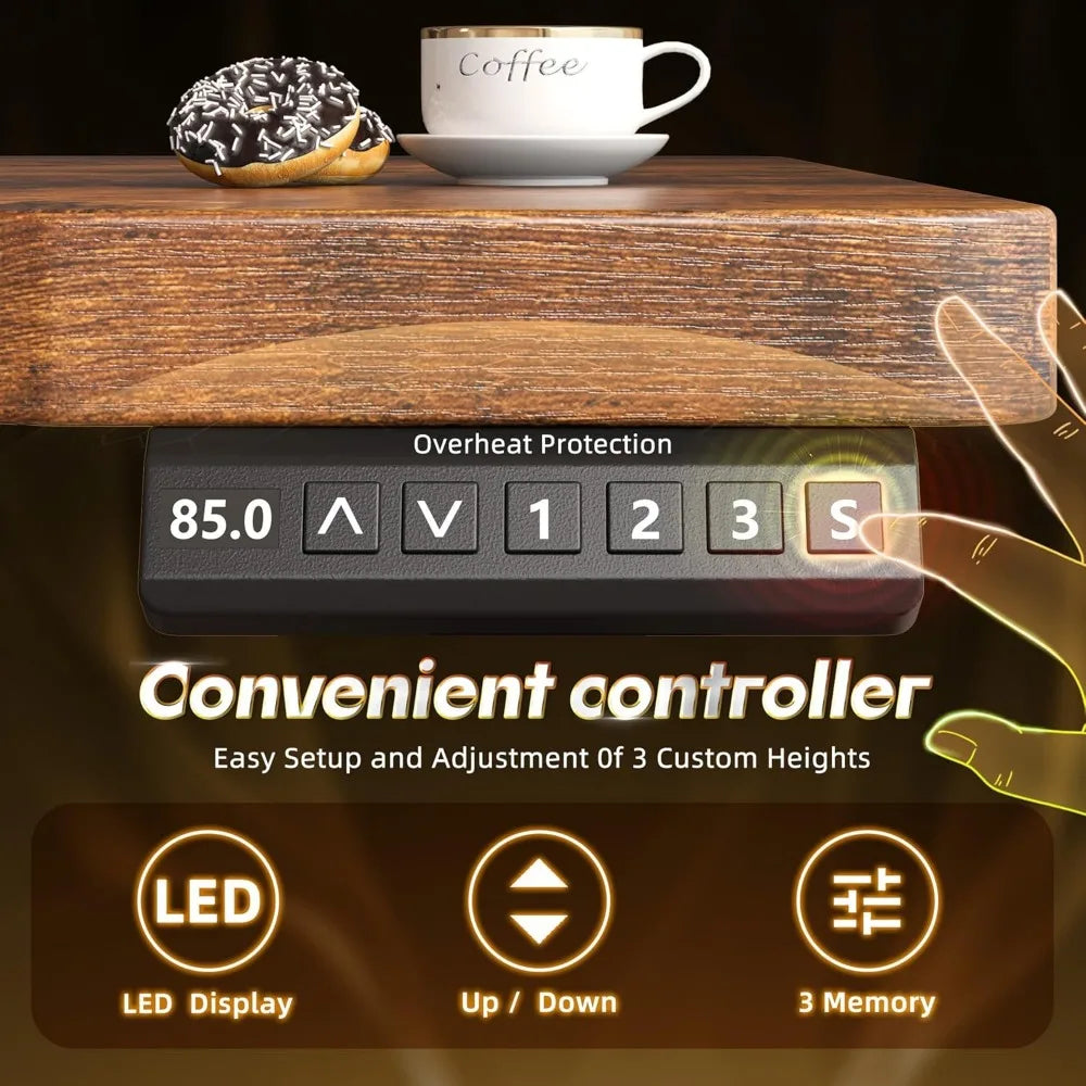 Electric Standing Desk with LED 48x24 Inch Height Adjustable Office Desk