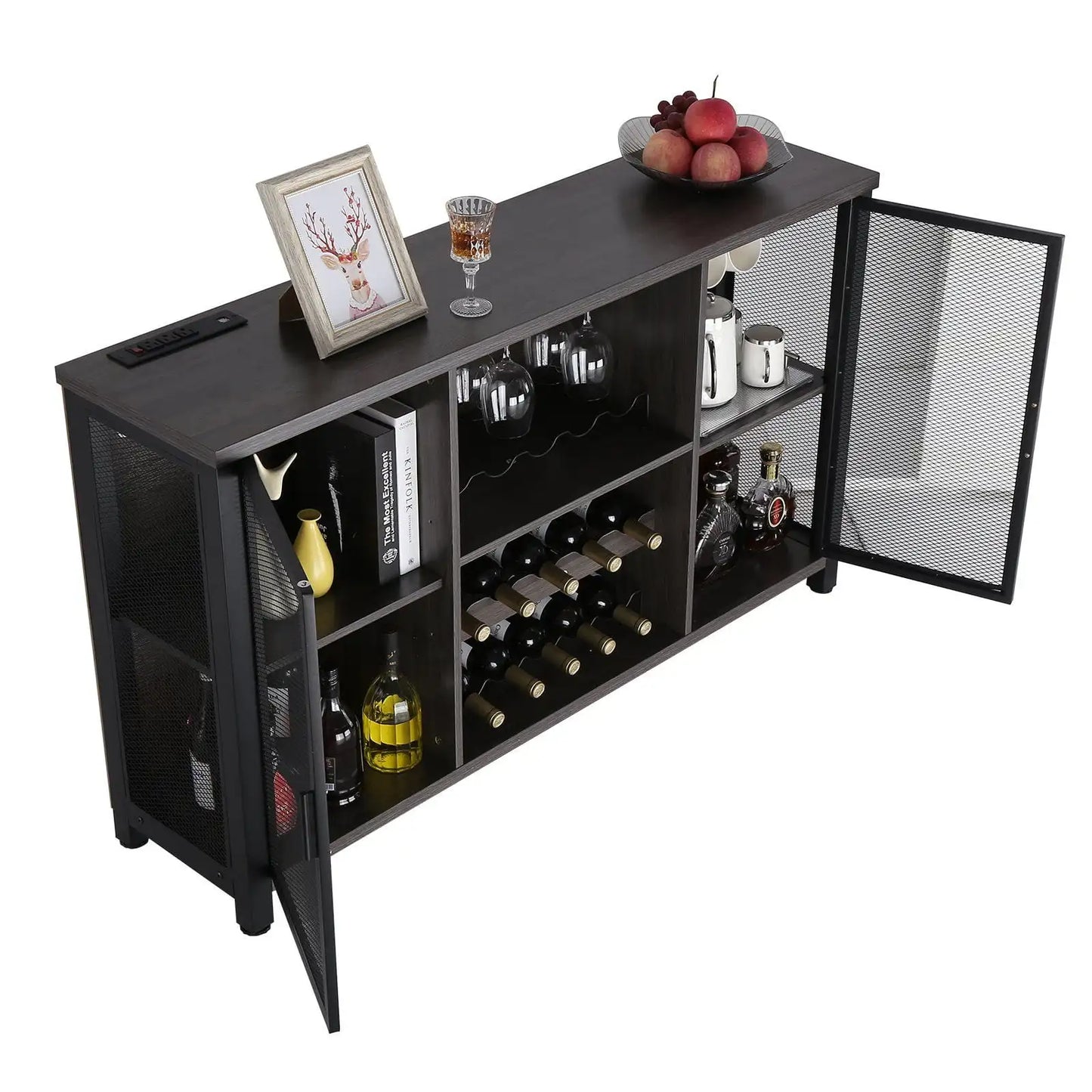 47 Inch Industrial Bar Cabinet Wine Table Sideboard Buffet Storage
