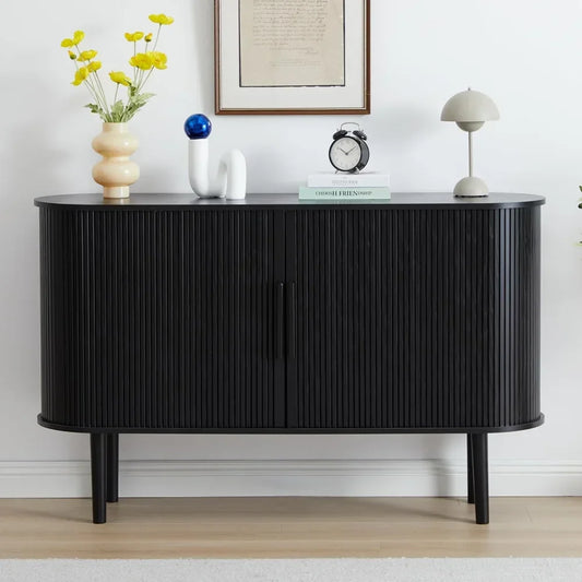 Modern 53 Inch Fluted Sideboard Cabinet Tambour Storage Console Table